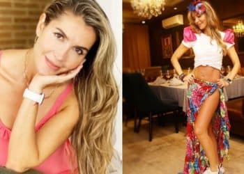 Para no mostrar de más Isabel Cristina Estrada se tapó con las manos al posar con corto vestido
