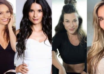 Paola Rey en ropa íntima junto a tres actrices