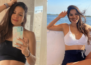“Encanto de mujer”: Caterin Escobar exhibió su cinturita en la playa y se robó las miradas