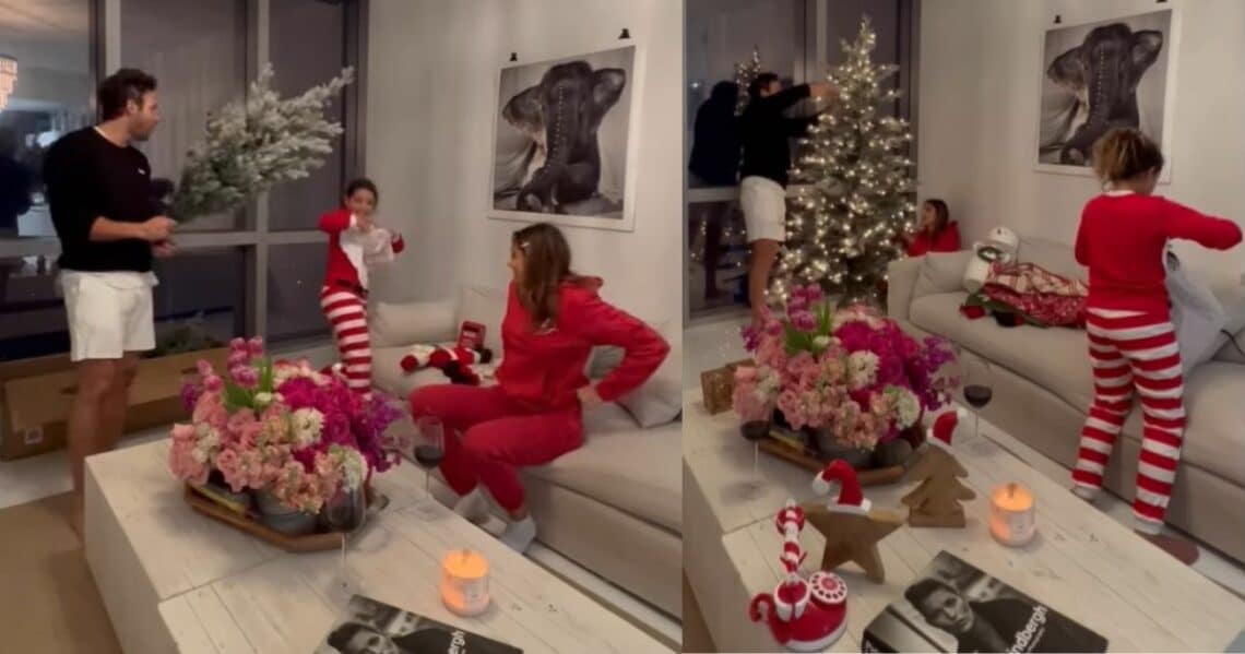 Daniela Ospina y Gabriel Coronel se pusieron a armar la navidad junto a Salomé