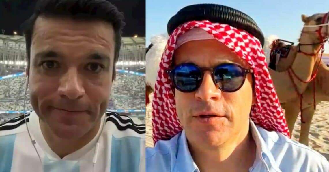 Juan Diego Alvira se vistió con una capa de camello, para lucir como un catarí