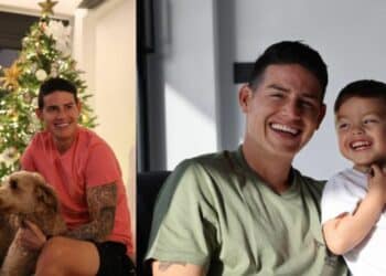 El futbolista James Rodríguez celebró la llegada del año nuevo con su hijo Samuel