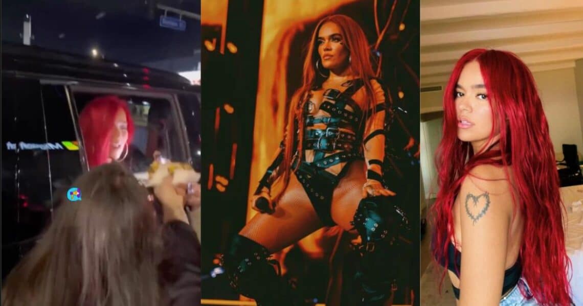 Karol G, en un noble gesto, recibe un hot dog de un seguidor