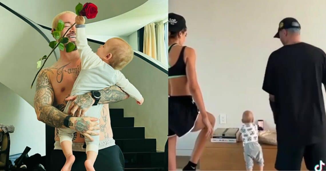 Muy coordinados: J Balvin y bailó junto a su Valentina Ferrer y su hijo Rio una canción de Tik Tok