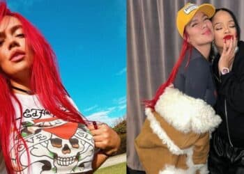Karol G se declaró fan de Rihanna, la abrazó y la puso a hablar en español