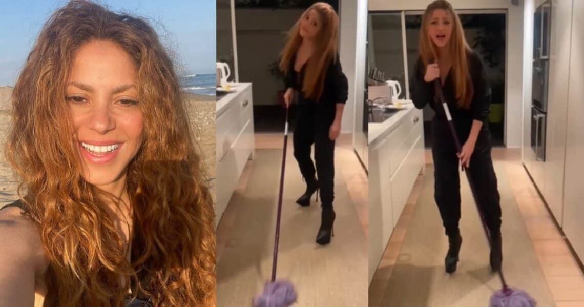 Shakira dejó ver como está pasando su San Valentín: Entaconada y haciendo aseo