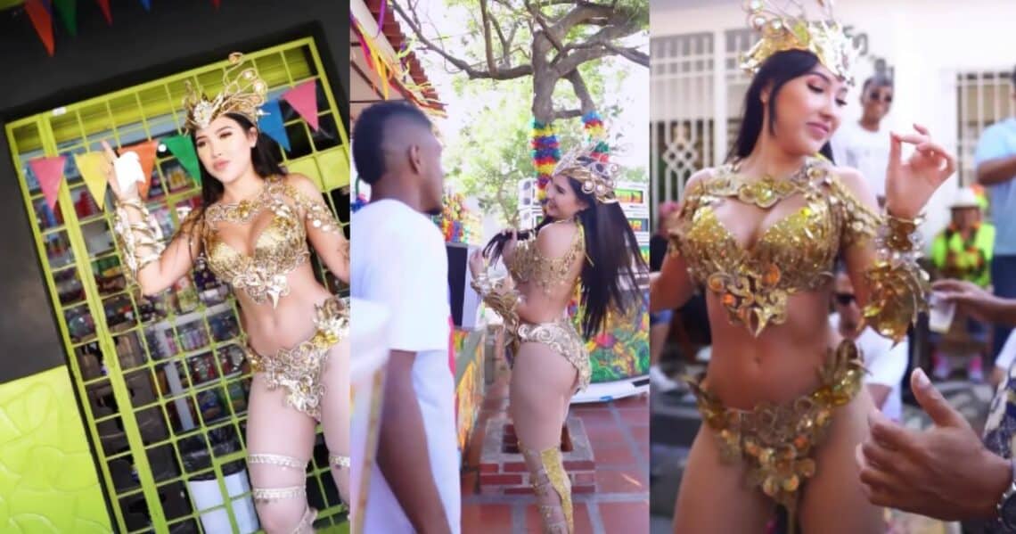 Aida Victoria Merlano prende con su atuendo para el Carnaval