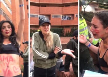 Indignación por policías que intentan callar a hijas de Natalia Durán por protestar contra feria taurina