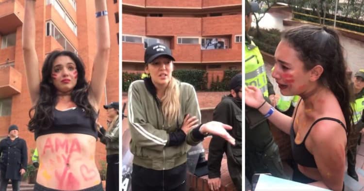 Indignación por policías que intentan callar a hijas de Natalia Durán por protestar contra feria taurina
