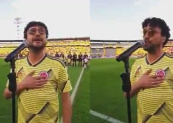 Andrés Cepeda canta el himno de Colombia