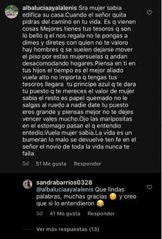 Sandra Barrios aplaudió mensaje donde hablan de “mujerzuelas”