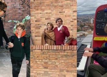 Hijo de Johana Bahamón le dio serenata con piano a su abuelo desde la terraza