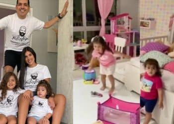 Con casa de muñecas y cientos de peluches, Tata Becerra chicaneó el cuarto de sus hijas