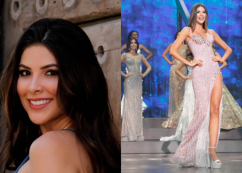 En tacones y vestido de seda azul, Laura Olascuaga debutó en Miss Universo