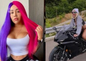 Yina Calderón salió a montar moto en tanga y la vieron como copia de La Valdiri