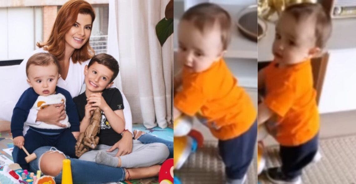 “Dios siempre contigo”: Salvador ya dio sus primeros pasos y Caro Cruz se derritió de amor