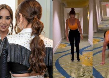 Paola Jara se midió al reto de difícil pose de yoga y sacó jocosidad por ‘miquiar’